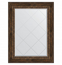 Зеркало Evoform Exclusive-G 110х82 BY 4215 с гравировкой в багетной раме - Состаренное дерево с орнаментом 120 мм