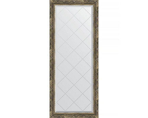 Приобрести Зеркало Evoform Exclusive-G 153х63 BY 4135 с гравировкой в багетной раме - Старое дерево с плетением 70 мм в магазине сантехники Santeh-Crystal.ru