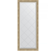 Зеркало Evoform Exclusive-G 153х63 BY 4132 с гравировкой в багетной раме - Состаренное серебро с плетением 70 мм