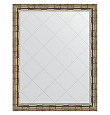 Зеркало Evoform Exclusive-G 118х93 BY 4351 с гравировкой в багетной раме - Серебряный бамбук 73 мм