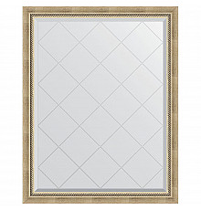 Зеркало Evoform Exclusive-G 118х93 BY 4347 с гравировкой в багетной раме - Состаренное серебро с плетением 70 мм