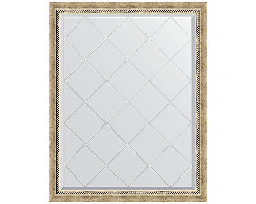 Приобрести Зеркало Evoform Exclusive-G 118х93 BY 4347 с гравировкой в багетной раме - Состаренное серебро с плетением 70 мм в магазине сантехники Santeh-Crystal.ru