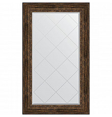 Зеркало Evoform Exclusive-G 137х82 BY 4258 с гравировкой в багетной раме - Состаренное дерево с орнаментом 120 мм