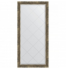 Зеркало Evoform Exclusive-G 135х73 BY 4264 с гравировкой в багетной раме - Старое дерево с плетением 70 мм