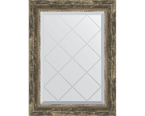 Приобрести Зеркало Evoform Exclusive-G 71х53 BY 4006 с гравировкой в багетной раме - Старое дерево с плетением 70 мм в магазине сантехники Santeh-Crystal.ru