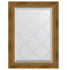 Зеркало Evoform Exclusive-G 71х53 BY 4004 с гравировкой в багетной раме - Состаренная бронза с плетением 70 мм