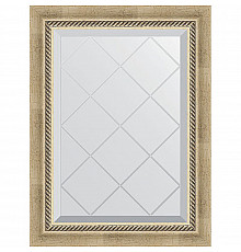 Зеркало Evoform Exclusive-G 71х53 BY 4003 с гравировкой в багетной раме - Состаренное серебро с плетением 70 мм