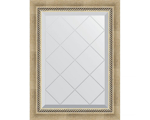 Купить Зеркало Evoform Exclusive-G 71х53 BY 4003 с гравировкой в багетной раме - Состаренное серебро с плетением 70 мм в магазине сантехники Santeh-Crystal.ru