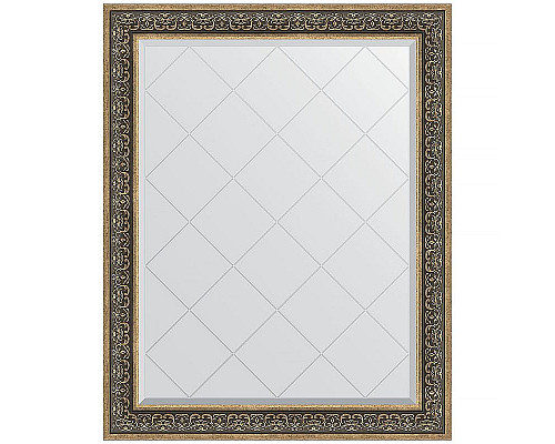 Купить Зеркало Evoform Exclusive-G 124х99 BY 4379 с гравировкой в багетной раме - Вензель серебряный 101 мм в магазине сантехники Santeh-Crystal.ru