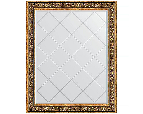Купить Зеркало Evoform Exclusive-G 124х99 BY 4378 с гравировкой в багетной раме - Вензель бронзовый 101 мм в магазине сантехники Santeh-Crystal.ru