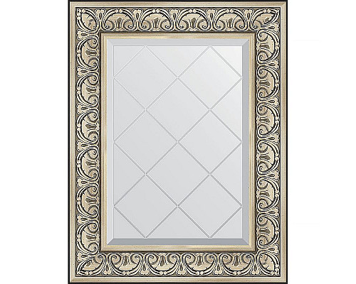 Заказать Зеркало Evoform Exclusive-G 77х60 BY 4037 с гравировкой в багетной раме - Барокко серебро 106 мм в магазине сантехники Santeh-Crystal.ru
