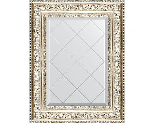 Приобрести Зеркало Evoform Exclusive-G 78х60 BY 4039 с гравировкой в багетной раме - Виньетка серебро 109 мм в магазине сантехники Santeh-Crystal.ru
