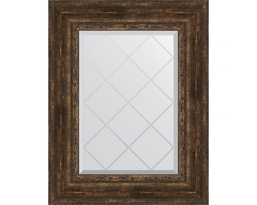 Купить Зеркало Evoform Exclusive-G 80х62 BY 4043 с гравировкой в багетной раме - Состаренное дерево с орнаментом 120 мм в магазине сантехники Santeh-Crystal.ru
