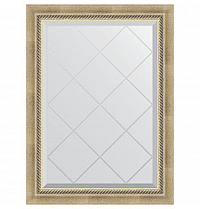 Зеркало Evoform Exclusive-G 86х63 BY 4089 с гравировкой в багетной раме - Состаренное серебро с плетением 70 мм