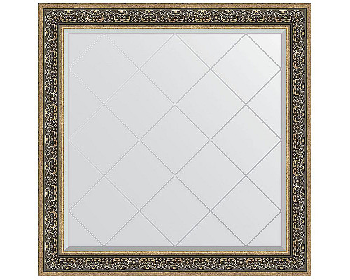 Приобрести Зеркало Evoform Exclusive-G 109х109 BY 4465 с гравировкой в багетной раме - Вензель серебряный 101 мм в магазине сантехники Santeh-Crystal.ru