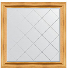 Зеркало Evoform Exclusive-G 109х109 BY 4460 с гравировкой в багетной раме - Травленое золото 99 мм