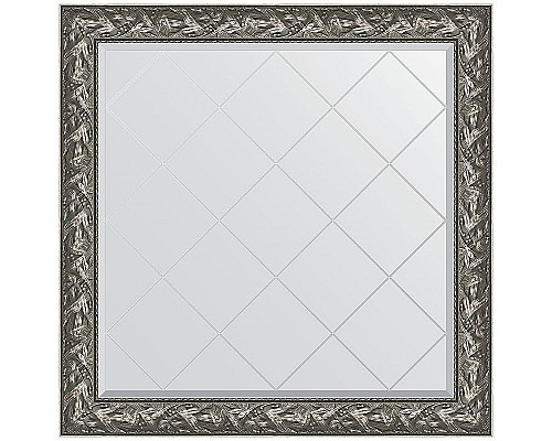 Купить Зеркало Evoform Exclusive-G 109х109 BY 4458 с гравировкой в багетной раме - Византия серебро 99 мм в магазине сантехники Santeh-Crystal.ru