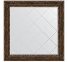 Зеркало Evoform Exclusive-G 112х112 BY 4473 с гравировкой в багетной раме - Состаренное дерево с орнаментом 120 мм