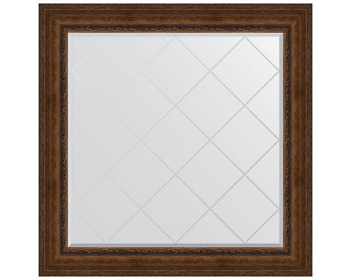 Приобрести Зеркало Evoform Exclusive-G 112х112 BY 4472 с гравировкой в багетной раме - Состаренная бронза с орнаментом 120 мм в магазине сантехники Santeh-Crystal.ru