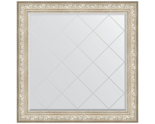 Приобрести Зеркало Evoform Exclusive-G 110х110 BY 4469 с гравировкой в багетной раме - Виньетка серебро 109 мм в магазине сантехники Santeh-Crystal.ru