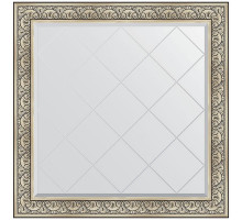 Зеркало Evoform Exclusive-G 110х110 BY 4467 с гравировкой в багетной раме - Барокко серебро 106 мм