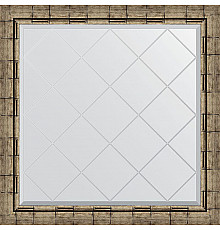 Зеркало Evoform Exclusive-G 83х83 BY 4308 с гравировкой в багетной раме - Серебряный бамбук 73 мм