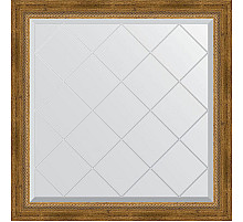 Зеркало Evoform Exclusive-G 83х83 BY 4305 с гравировкой в багетной раме - Состаренная бронза с плетением 70 мм