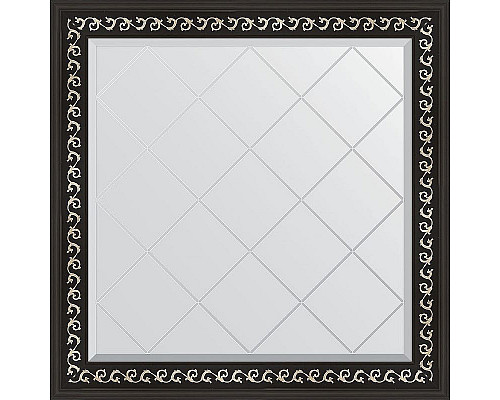 Купить Зеркало Evoform Exclusive-G 85х85 BY 4311 с гравировкой в багетной раме - Черный ардеко 81 мм в магазине сантехники Santeh-Crystal.ru