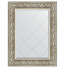 Зеркало Evoform Exclusive-G 92х70 BY 4123 с гравировкой в багетной раме - Барокко серебро 106 мм