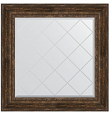 Зеркало Evoform Exclusive-G 92х92 BY 4344 с гравировкой в багетной раме - Состаренное дерево с орнаментом 120 мм