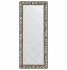 Зеркало Evoform Exclusive-G Floor 205х85 BY 6334 с гравировкой в багетной раме - Барокко серебро 106 мм