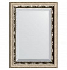 Зеркало Evoform Exclusive 73х53 BY 1122 с фацетом в багетной раме - Состаренное серебро с плетением 70 мм