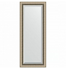 Зеркало Evoform Exclusive 133х53 BY 1152 с фацетом в багетной раме - Состаренное серебро с плетением 70 мм