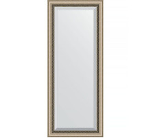 Зеркало Evoform Exclusive 143х58 BY 1162 с фацетом в багетной раме - Состаренное серебро с плетением 70 мм