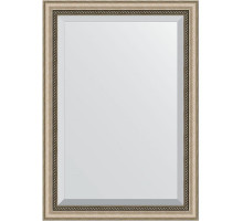 Зеркало Evoform Exclusive 103х73 BY 1192 с фацетом в багетной раме - Состаренное серебро с плетением 70 мм