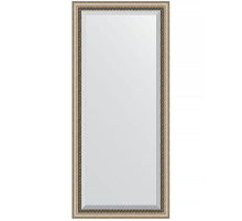 Зеркало Evoform Exclusive 163х73 BY 1202 с фацетом в багетной раме - Состаренное серебро с плетением 70 мм