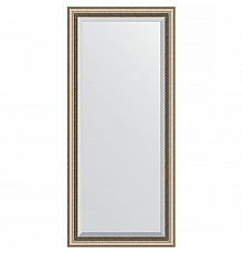 Зеркало Evoform Exclusive 163х73 BY 1202 с фацетом в багетной раме - Состаренное серебро с плетением 70 мм