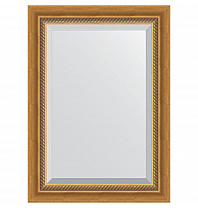 Зеркало Evoform Exclusive 73х53 BY 3379 с фацетом в багетной раме - Состаренное золото с плетением 70 мм