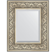 Зеркало Evoform Exclusive 60х50 BY 3372 с фацетом в багетной раме - Барокко серебро 106 мм