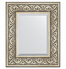 Зеркало Evoform Exclusive 60х50 BY 3372 с фацетом в багетной раме - Барокко серебро 106 мм