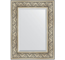 Зеркало Evoform Exclusive 80х60 BY 3398 с фацетом в багетной раме - Барокко серебро 106 мм