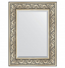 Зеркало Evoform Exclusive 80х60 BY 3398 с фацетом в багетной раме - Барокко серебро 106 мм