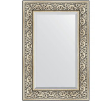 Зеркало Evoform Exclusive 90х60 BY 3424 с фацетом в багетной раме - Барокко серебро 106 мм