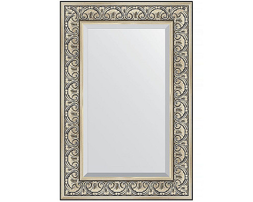 Заказать Зеркало Evoform Exclusive 90х60 BY 3424 с фацетом в багетной раме - Барокко серебро 106 мм в магазине сантехники Santeh-Crystal.ru