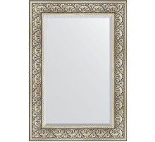 Зеркало Evoform Exclusive 100х70 BY 3450 с фацетом в багетной раме - Барокко серебро 106 мм