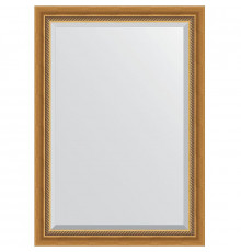 Зеркало Evoform Exclusive 103х73 BY 3457 с фацетом в багетной раме - Состаренное золото с плетением 70 мм
