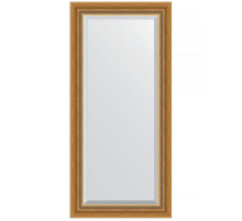 Зеркало Evoform Exclusive 113х53 BY 3483 с фацетом в багетной раме - Состаренное золото с плетением 70 мм