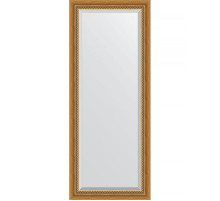 Зеркало Evoform Exclusive 143х58 BY 3535 с фацетом в багетной раме - Состаренное золото с плетением 70 мм