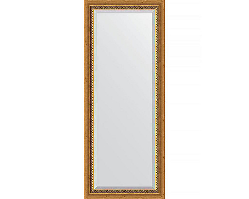 Купить Зеркало Evoform Exclusive 143х58 BY 3535 с фацетом в багетной раме - Состаренное золото с плетением 70 мм в магазине сантехники Santeh-Crystal.ru