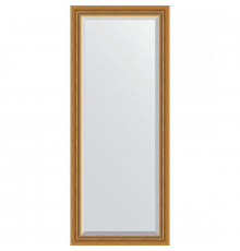 Зеркало Evoform Exclusive 153х63 BY 3561 с фацетом в багетной раме - Состаренное золото с плетением 70 мм
